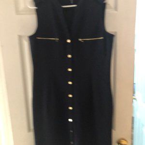 Navy blue shift with gold trim
